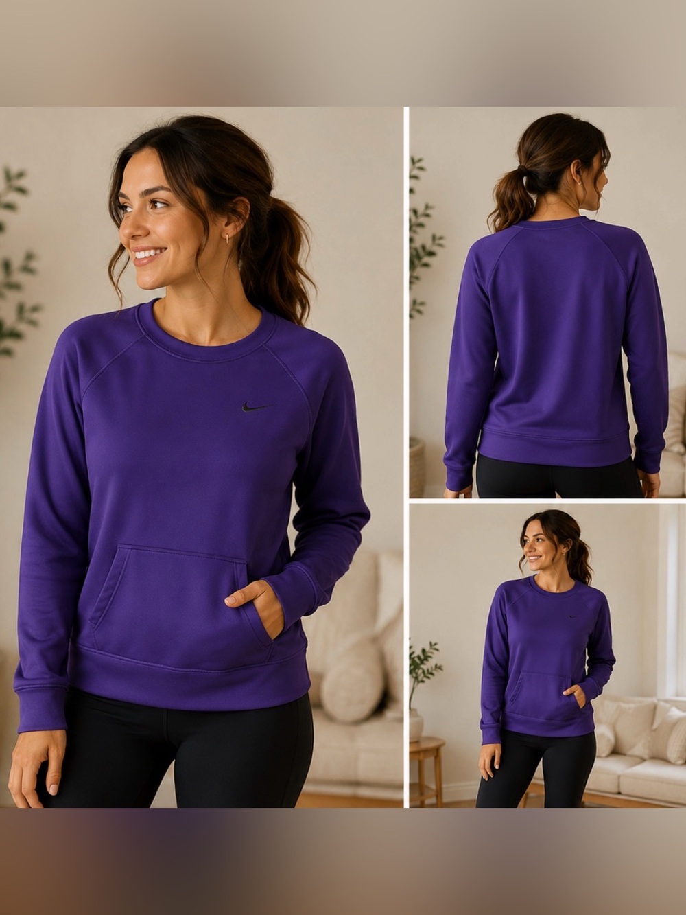 488 Nike Therma Fit Purple Sweatshirt Medium Pullover Athletic Cozy